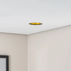 Bega LED indbygget loftspot Studio Line, sort/messing, aluminium