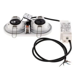 Bega LED indbygningsspot Studio Line, hvid/messing, 2 lyskilder.