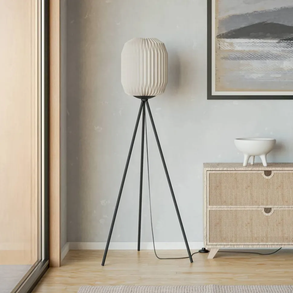 Belgrave gulvlampe, højde 141,5 cm, sort/hvid, metal