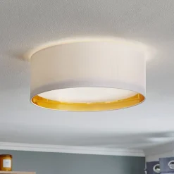 Bilbao loftslampe, hvid/guld, Ø 45 cm