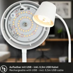 Biwo LED-bordlampe, hvid, berøringsdæmper, metal