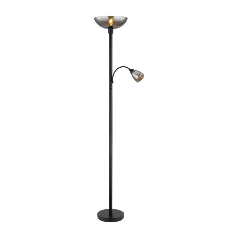 Blade gulvlampe, højde 178 cm, sort/røgfarvet, 2 lyskilder.