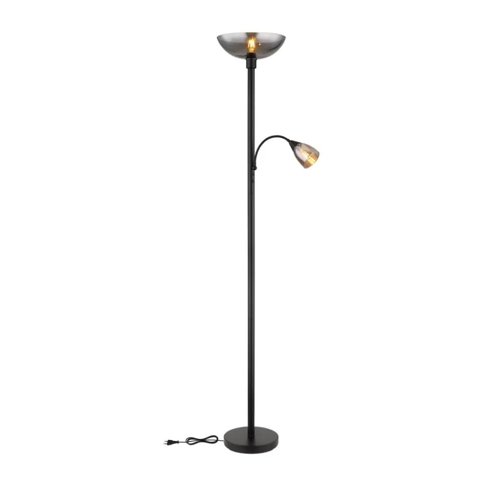 Blade gulvlampe, højde 178 cm, sort/røgfarvet, 2 lyskilder.