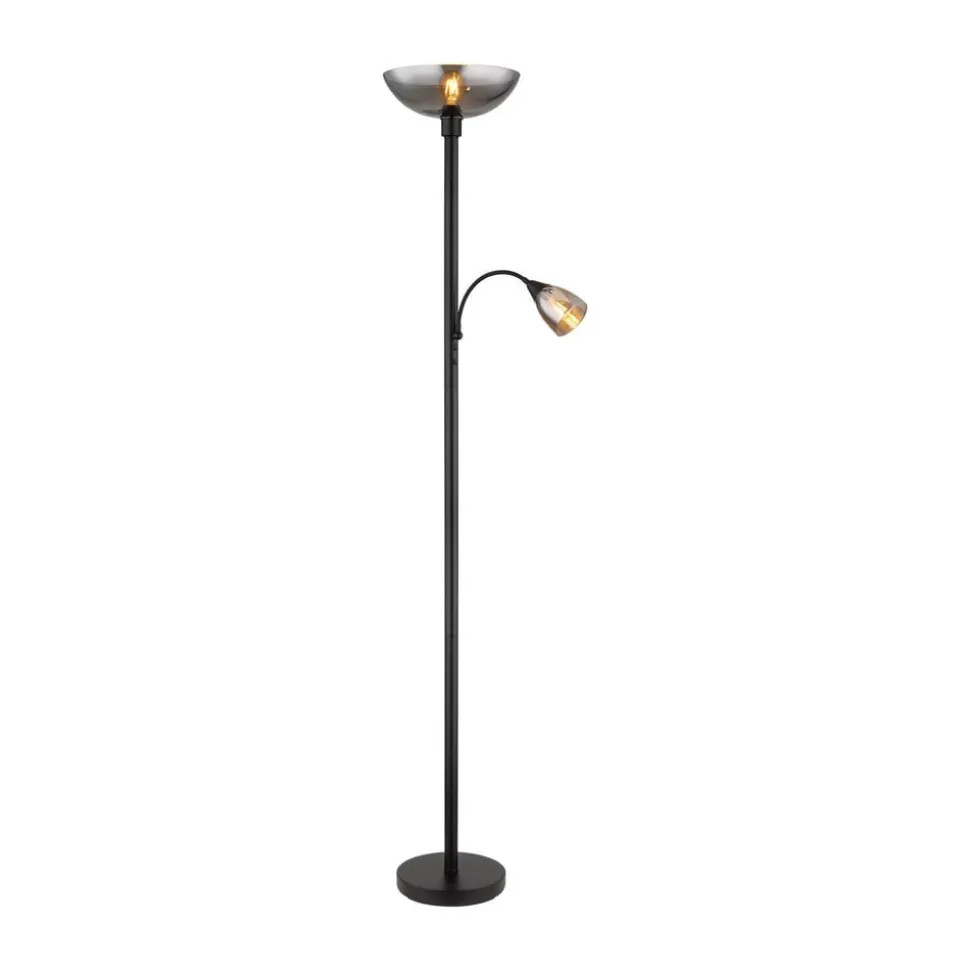 Blade gulvlampe, højde 178 cm, sort/røgfarvet, 2 lyskilder.