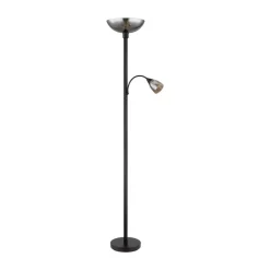 Blade gulvlampe, højde 178 cm, sort/røgfarvet, 2 lyskilder.