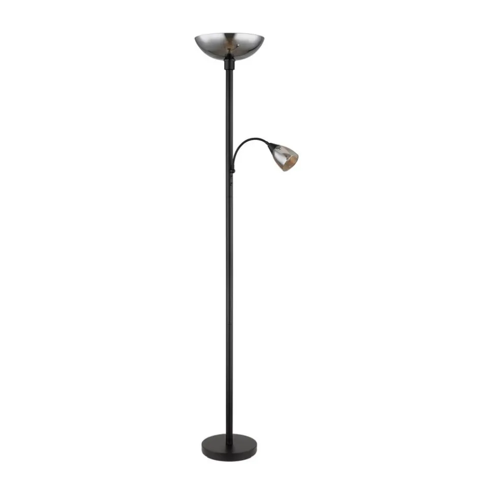 Blade gulvlampe, højde 178 cm, sort/røgfarvet, 2 lyskilder.