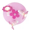 Blomst loftlampe, rosa, rund, 3 lyskilder