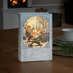 Bog med fugle vandlygte LED-borddekoration