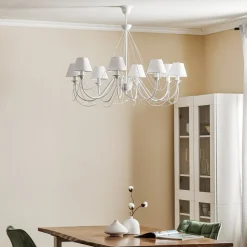 Bona - hvid lysekrone med tekstilskærme