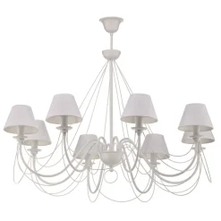 Bona - hvid lysekrone med tekstilskærme