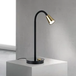 Bordlampe Dotty, messing, højde 45 cm, fod, dæmper, GU10