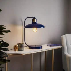 Bordlampe Felix, blå/guld