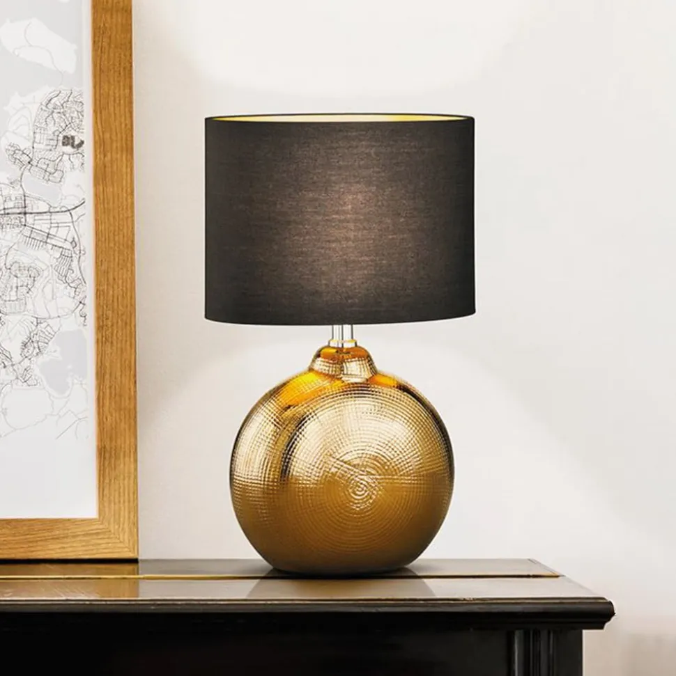 Bordlampe Foro, bronze/sort, højde 39 cm