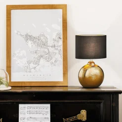 Bordlampe Foro, bronze/sort, højde 39 cm