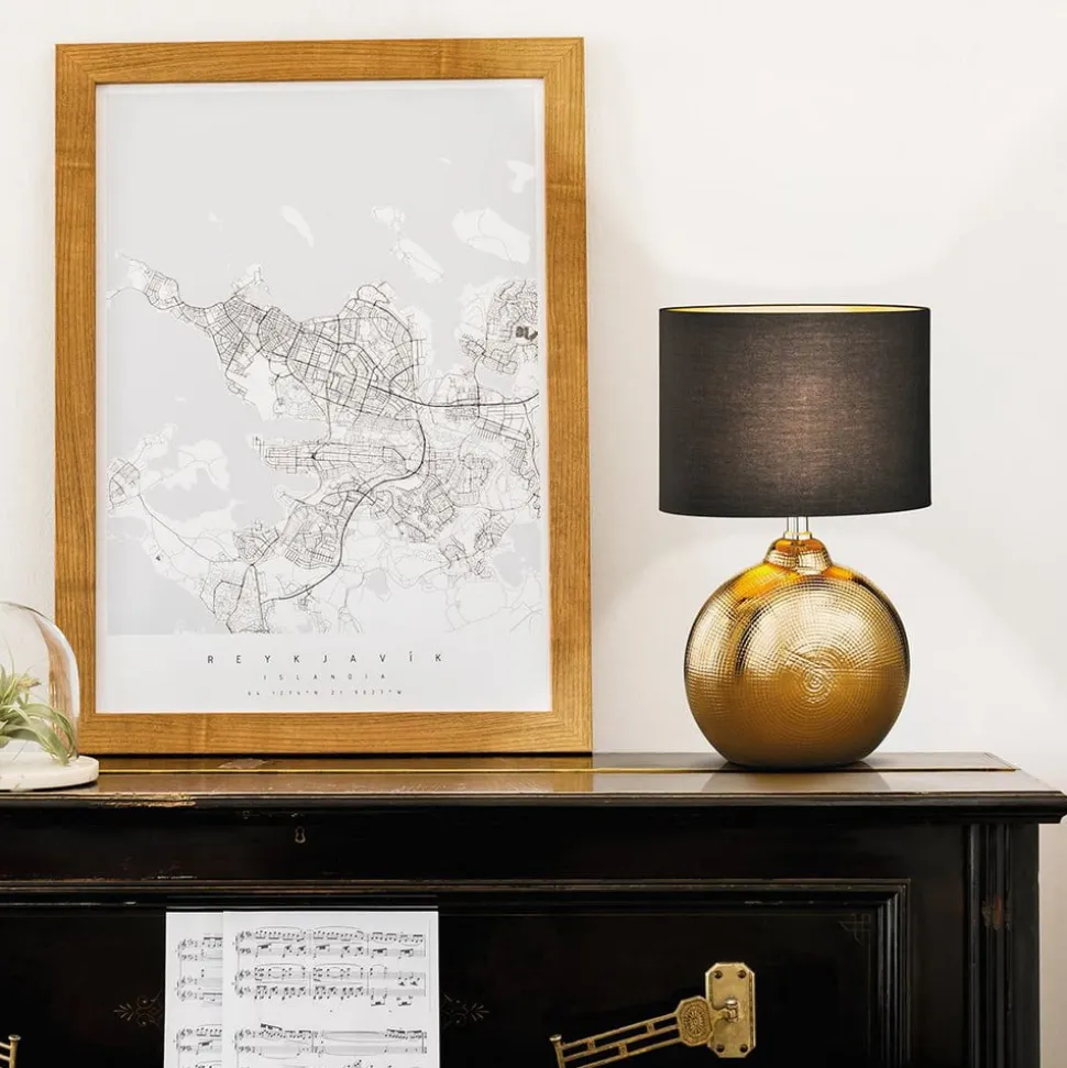 Bordlampe Foro, bronze/sort, højde 39 cm