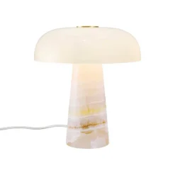 Bordlampe Glossy, rosa/hvid, højde 24 cm, marmor/glas