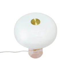 Bordlampe Glossy, rosa/hvid, højde 24 cm, marmor/glas