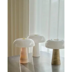 Bordlampe Glossy, rosa/hvid, højde 24 cm, marmor/glas