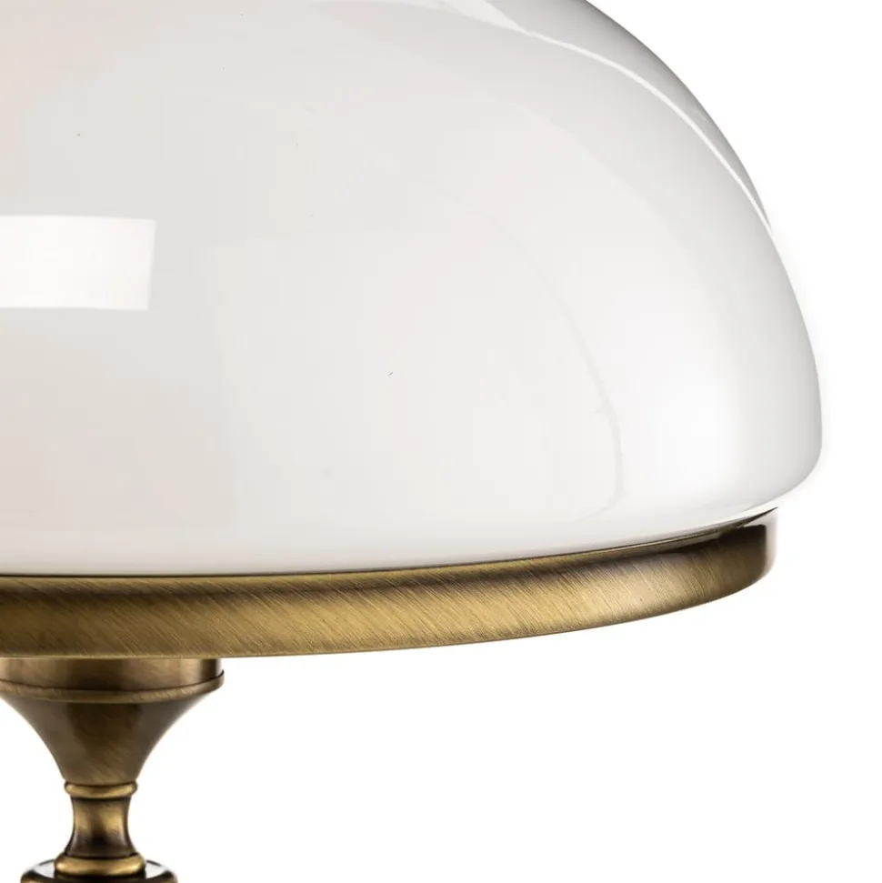 Bordlampe Petro, glas, antik messingfarve, højde 50 cm