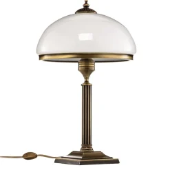 Bordlampe Petro, glas, antik messingfarve, højde 50 cm