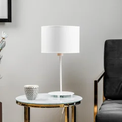 Bordlampe Roller, hvid/guld, højde 50 cm