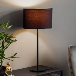 Bordlampe Soho, cylindrisk 56 cm sort/guld