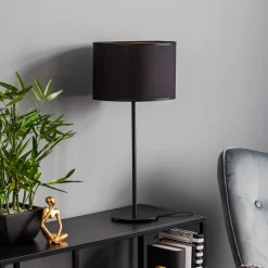 Bordlampe Soho, cylindrisk 56 cm sort/guld