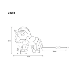 Bordlampe til børneværelse Brondar enhjørning, rød, højde 26 cm
