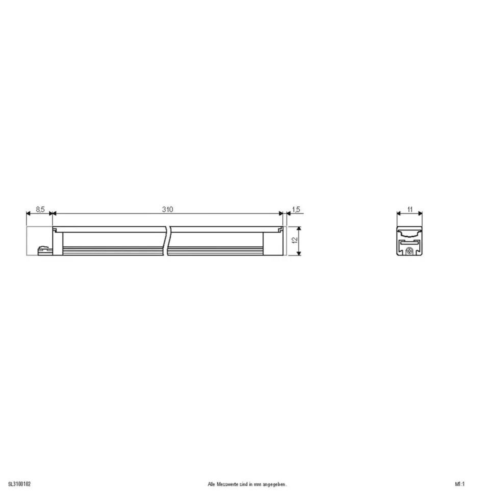 Bordo LED-påbygningslampe i aluminium længde 31 cm