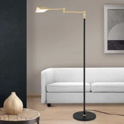 Boston LED-gulvlampe, berøringsdæmper sort/messing