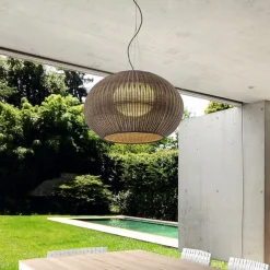 Bover udendørs hængelampe Garota, grafitbrun/brun Ø 72 cm