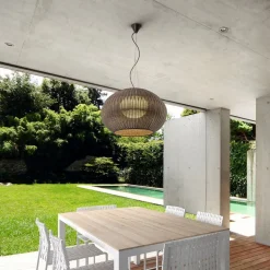 Bover udendørs hængelampe Garota, grafitbrun/brun Ø 72 cm