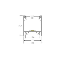 BRUMBERG monteringsprofil højde 25 mm længde 2 m aluminium