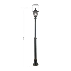 Brun lygtepæl Fabio, m. én lyskilde 211 cm