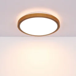 Bruno LED-loftslampe med træramme CCT Ø 30 cm