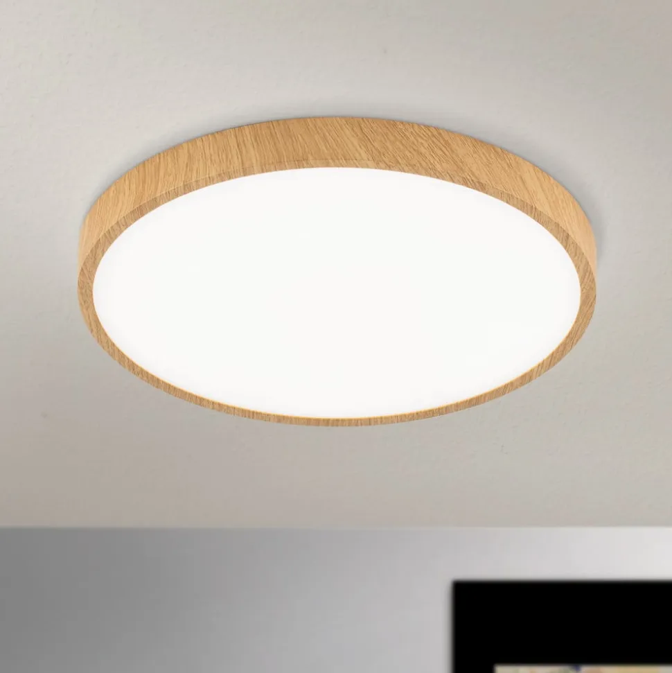 Bully LED-loftlampe med træ-look, Ø 28 cm