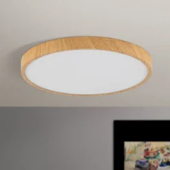 Bully LED-loftlampe med træ-look, Ø 28 cm
