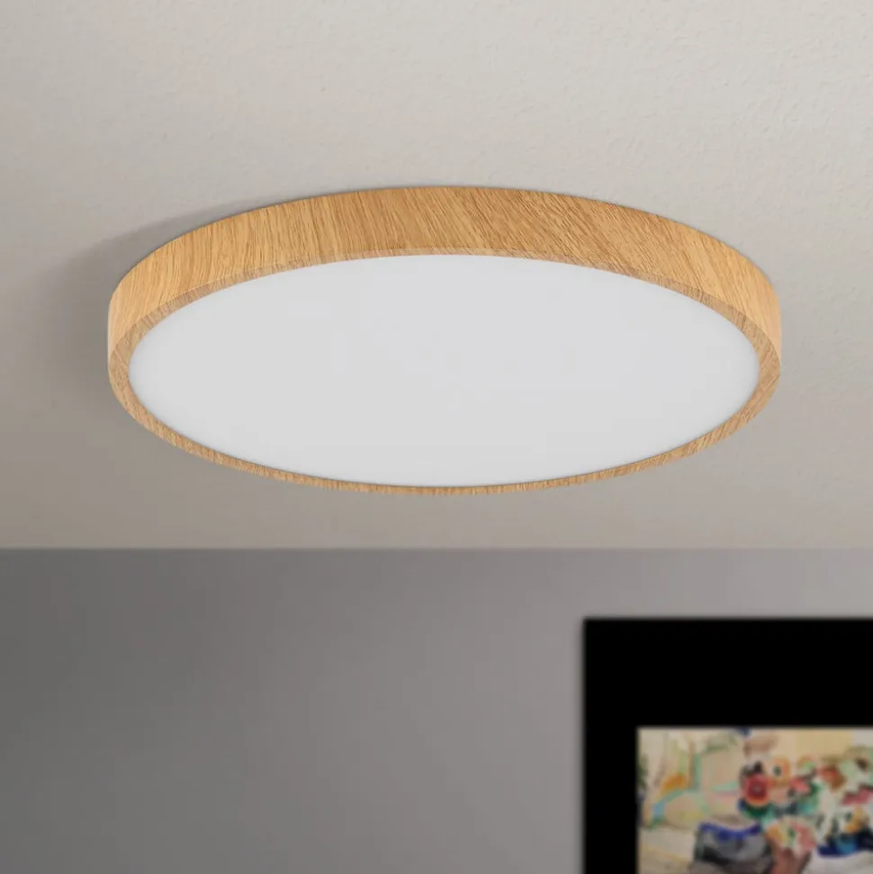 Bully LED-loftlampe med træ-look, Ø 28 cm