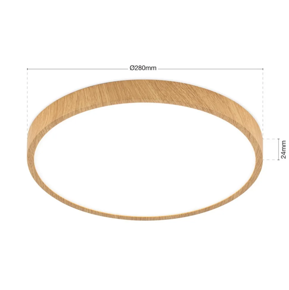 Bully LED-loftlampe med træ-look, Ø 28 cm