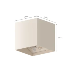 Calex LED-udendørs væglampe med batteri og sensor Volterra, sand, IP44