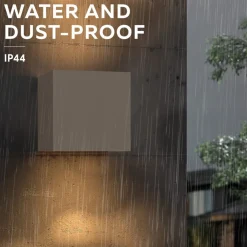 Calex LED-udendørs væglampe med batteri og sensor Volterra, sand, IP44