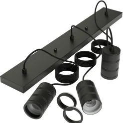 Calex Retro pendellampe, kantet, 3 lyskilder, sort