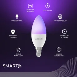 Calex Smart LED stearinlys E14 B35 4,9W CCT RGB