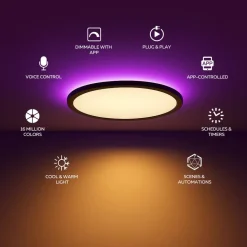 Calex Smart LED-loftlampe HALO Ø 40 cm sort IP54 RGB CCT