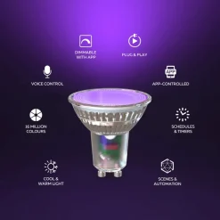 Calex Smart LED-pære Reflektor GU10 4,9W RGB CCT 5cm