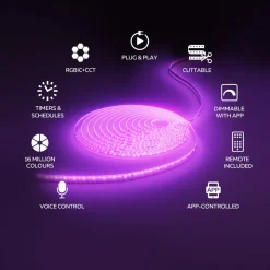 Calex Smart LED-strip, længde 30 m, RGB, CCT fjernbetjening