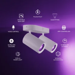 Calex Smart loftspot hvid længde 22 cm 2 lyskilder GU10-LED RGBW