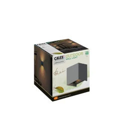 Calex udendørs LED-væglampe Cube, op/ned, højde 10 cm, antracit