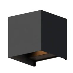 Calex udendørs LED-væglampe Cube, op/ned, højde 10 cm, sort