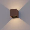 Calex udendørs LED-væglampe Cube, op/ned, højde 10 cm, rustbrun